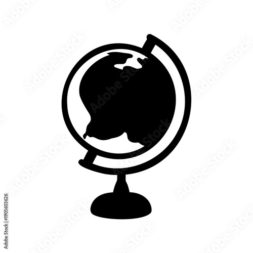 Black and white silhouette of a globe on a stand illustration