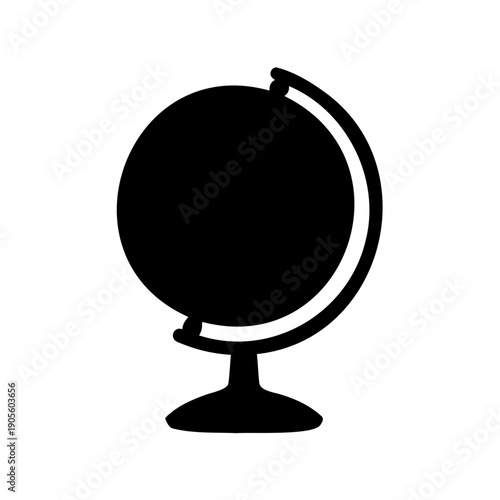 Black silhouette of a globe on a stand for educational purposes