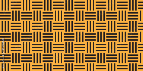 seamless stripe orange paper structure pattern with green square overlap trendy maze lines. modern triangle textile background.