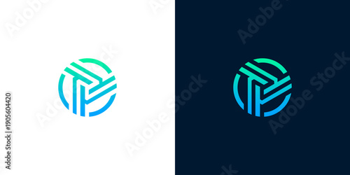 Modern Circular Geometric Logo Design with Gradient Blue and Green Colors