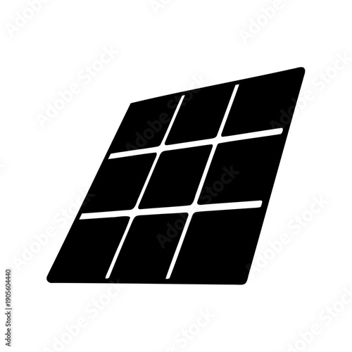 Minimalist black and white illustration of a solar panel energy source