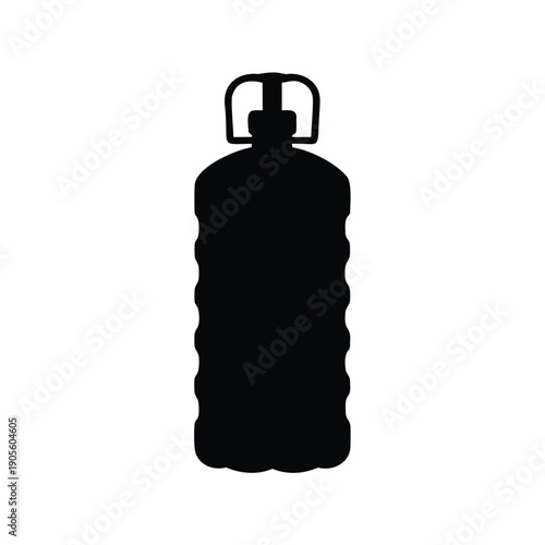 Silhouette of a large reusable water bottle with handle for carrying