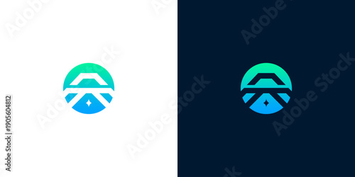 Modern Abstract Circular Logo Design with Blue and Green Gradient