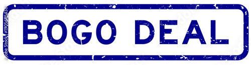 Grunge blue bogo deal word square rubber seal stamp on white background