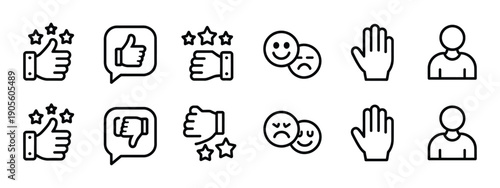 Review Icon Vector Design Featuring Feedback, Rating, Satisfaction, And Like Symbols For Customer Reviews