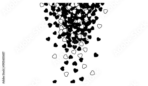 Romantic Heart Confetti Rain Background Valentine Poster Invitation Vector
