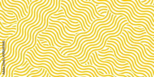 Curvy yellow lines. Ramen or noodle pattern. Pasta, tagliatelle or capellini background. Wavy spaghetti texture. Banner with traditional Italian, Chinese of Japanese food print. Vector illustration.