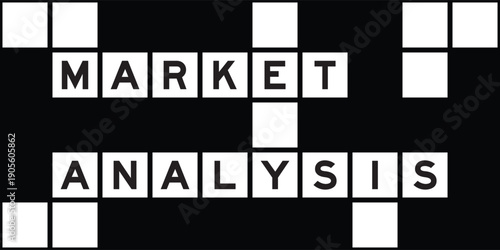 Alphabet letter in word market analysis on crossword puzzle background