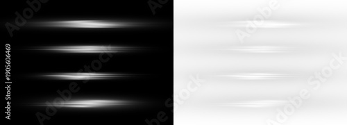 Glowing explosion and laser streaks with motion energy. Horizontal silver beam, optical light and cyber intensity.