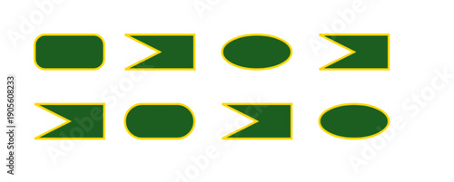 Shape Grid Exercise Green Figures with Yellow Borders in 3x3 Layout