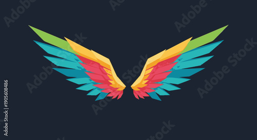 Vibrant Colorful Wings Illustration Art Design.