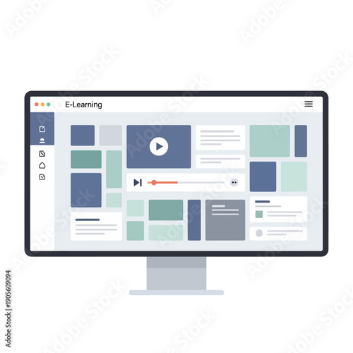 E-Learning Platform Interface on Computer Monitor.