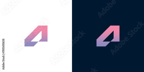 Clean and modern letter A logo design with gradient effect on white and dark blue backgrounds