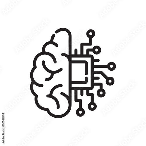 Artificial intelligence chip. This is a vector single icon with a dashed line style. It is suitable for any purpose, such as website design, mobile app design, logo design, etc