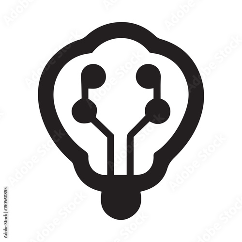 Abstract brain circuit icon in bold black style
