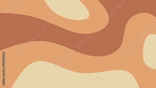 Abstract boho background with organic fluid shapes in earth tones in terracotta, brown and cream. Minimalist wavy background.