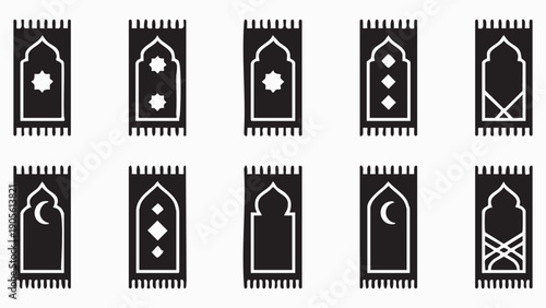 Set of prayer rug icons for ramadan and islamic religious events design