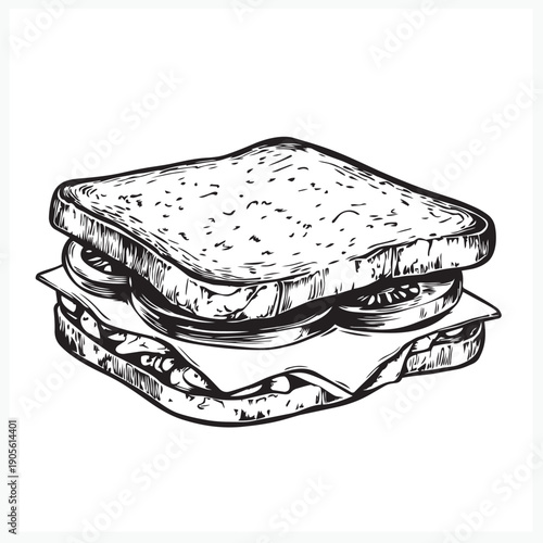hand drawn illustration of a sandwich