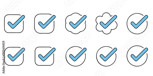 Check mark icons, vector tick symbol set, isolated approval signs, checkbox collection