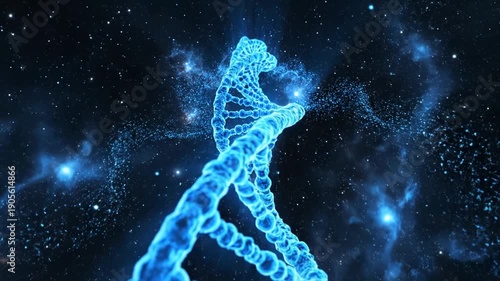 Wallpaper Mural Glowing blue dna double helix structure in space with stars and galaxies 4k video Torontodigital.ca