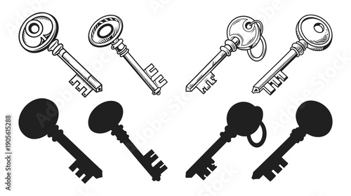 Key icon flat vector illustration