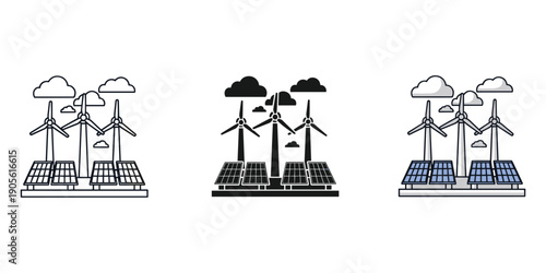 Renewable energy systems with wind turbines and solar panels