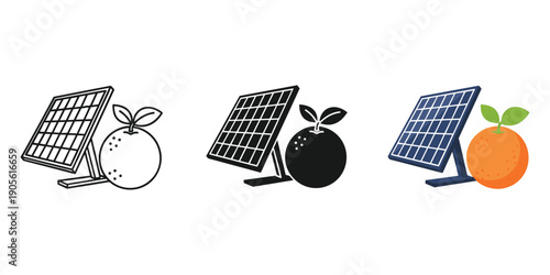 Solar panels generating clean energy with oranges emphasizing sustainability