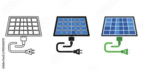 Solar panels with different colored plugs for renewable energy solutions