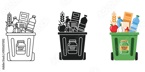 Organic food waste in recyclable trash cans for sustainable living