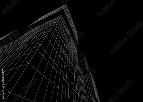 Modern building architecture 3d illustration
