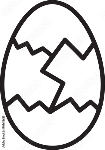 A simple outline of a cracked egg, a symbol of new beginnings and potential.