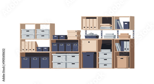 Office Storage Units with Various Filing Cabinets.