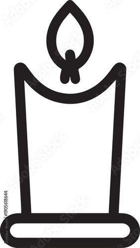 A simple, minimalist graphic, showcasing a lit candle with a delicate flame rising gracefully upwards, an emblem of illumination.