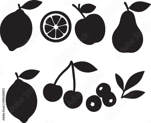 colorful vector set of fruits icons