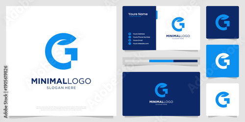 Abstract letter G growth financial logo template. Bar chart statistics business logo and business card.