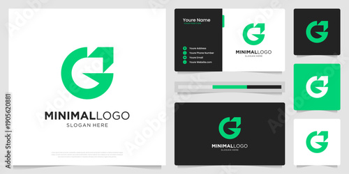 Abstract letter G growth financial logo template. Bar chart statistics business logo and business card.
