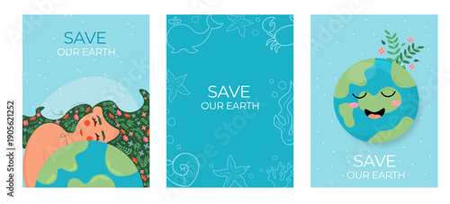 Save Our Earth Poster Set for Environmental Awareness and Sustainability Campaigns