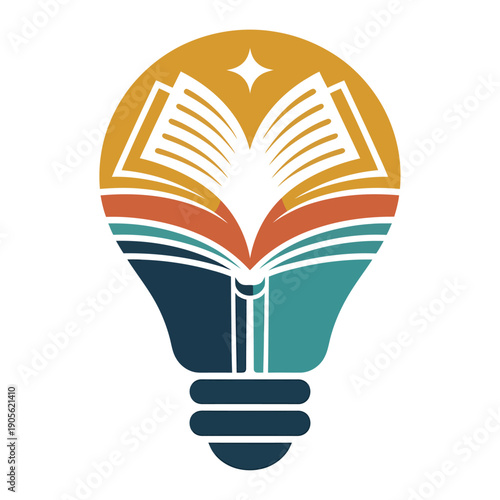 colorful vector icon of a light bulb formed by an open book symbolizing knowledge creativity learning education ideas and intellectual growth in a modern flat style