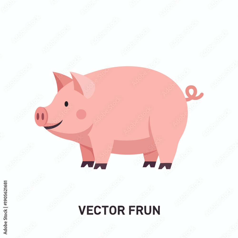 Fototapeta premium Pink Pig Illustration on White Background