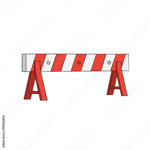 Red and White Striped Barrier Illustration
