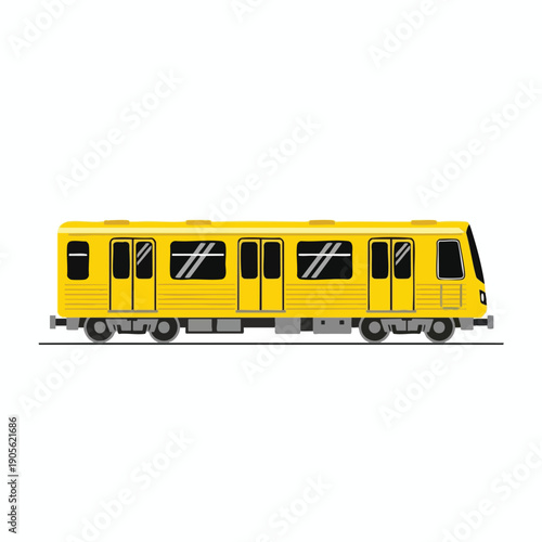 Yellow Subway Train on White Background