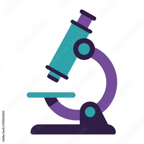 colorful vector illustration of a stylized microscope with science symbols representing laboratory research scientific education chemistry physics and experimental analysis