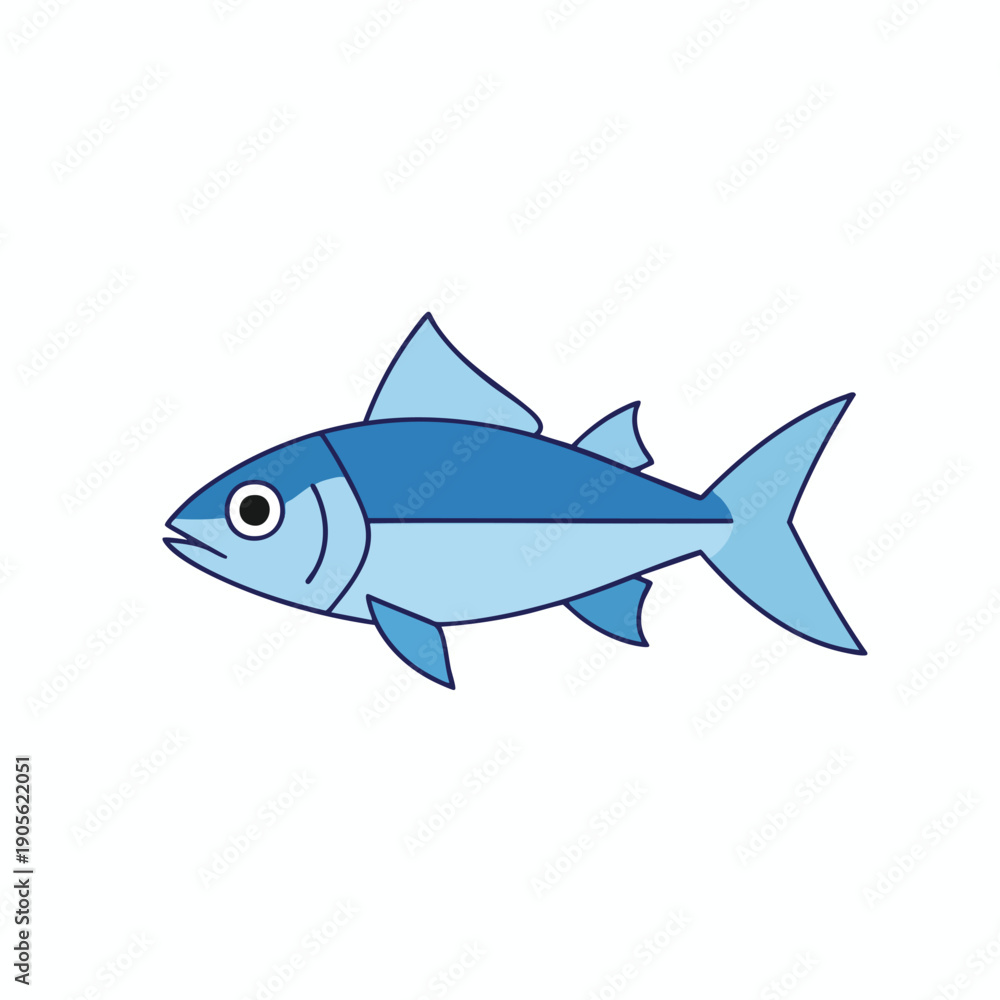 Fototapeta premium Simple blue fish icon