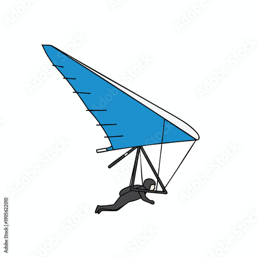 Person Hang Gliding with Blue Wing