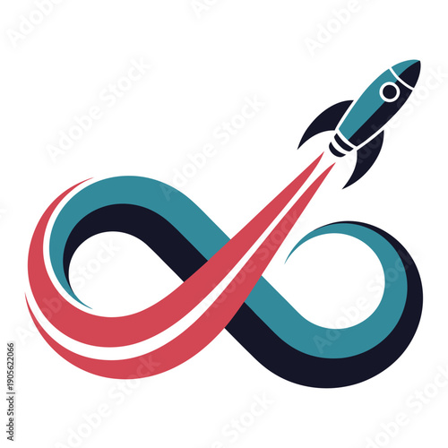 colorful vector illustration of rocket forming infinity symbol representing unlimited growth innovation startup success continuous progress and future technology