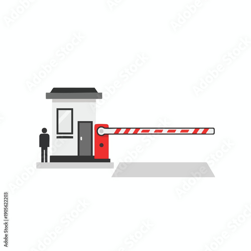 Man standing near barrier gate at entrance booth