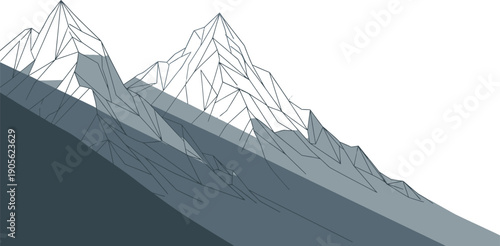 Mountain range shows low polygon geometric.