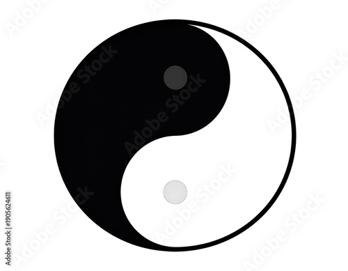 Wallpaper Mural A symmetrical, circular design featuring a black and white flowing form within a larger circle. Two smaller circles are within the shapes Torontodigital.ca