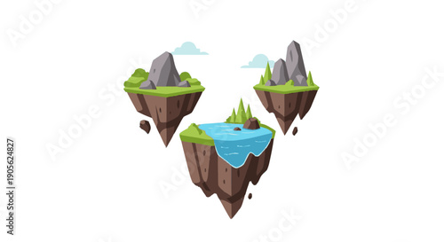 Floating Islands with Lakes and Mountains.