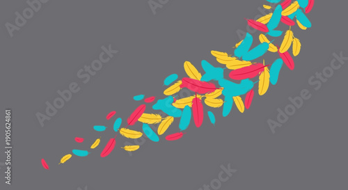 Colorful Banana Pattern on Gray Background.